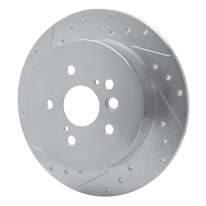 Toyota RAV4 Brake Rotor (1) - Rear Left - R1 Concepts - Drilled & Slotted - Silver - `04-`05